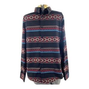 Platini Aztec Print Cotton/ Spandex‎ Black Patterns Western Shirt Men’s Large
